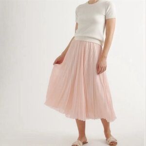 Quince Pink Pleated Midi Skirt